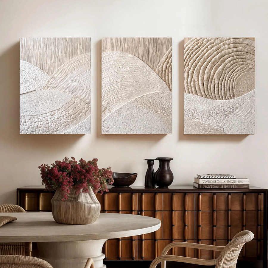 (Com Moldura) Pôster Em Tela Neutra Bege Texturizada Arte Abstrata De Parede Minimalista Wabi Sabi Impressões Estética M