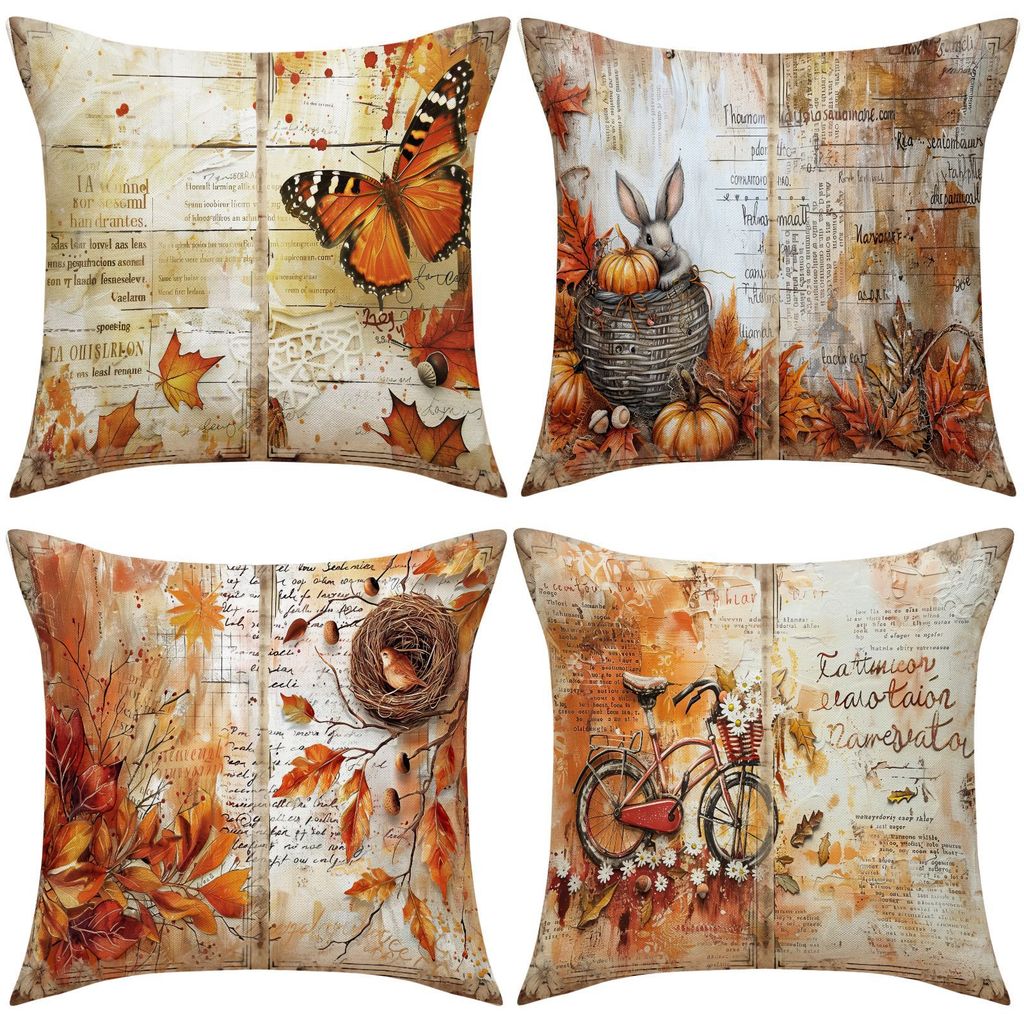 Retro Wabi-Sabi Borboleta Folha Padrão Fronha 40x40/45x45/50x50cm Capa De Almofada De Linho Decoração De Sofá