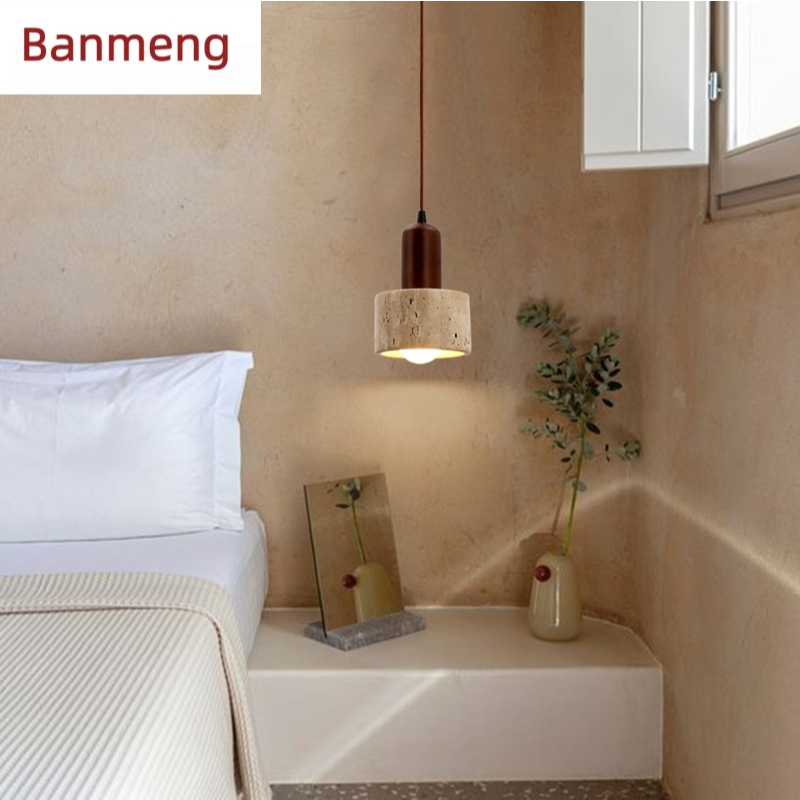 Lustre De Cabeceira Banmeng Para Quartos Com Wabi Japonês-Estilo Sabi Feito De travertine Amarelo .