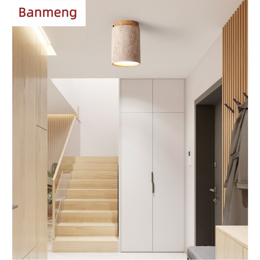 Lâmpada De Teto Estilo Wabi-Sabi travertine Amarelo Banmeng Para Salas De Estar , Quartos , Corredores , Varandas