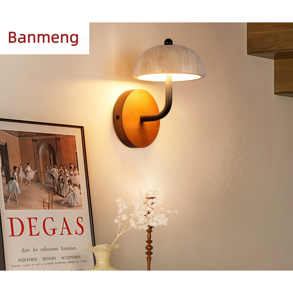 Arandela De Parede De Pedra De Caverna Amarela Wabi Sabi Nordic Retro Lâmpada De Cabeceira Multi-Cena Luz De Decoração A