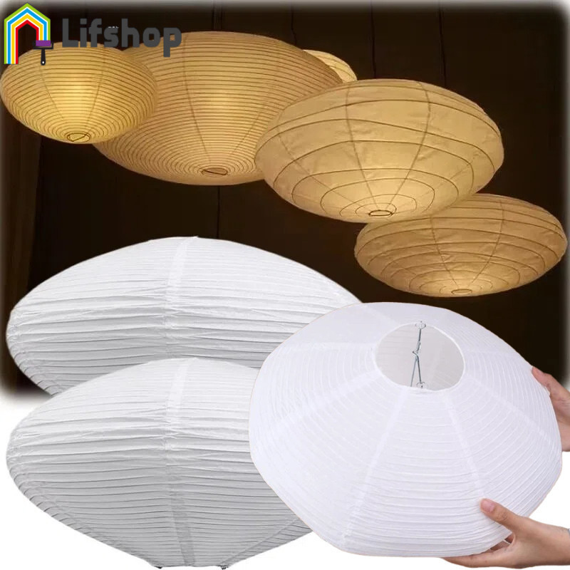 Wabi-Sabi Disco Voador Xuan Abajur De Papel , Branco Estilo Japonês Com Moldura De Ferro , Capa De Lâmpada Pendente De C