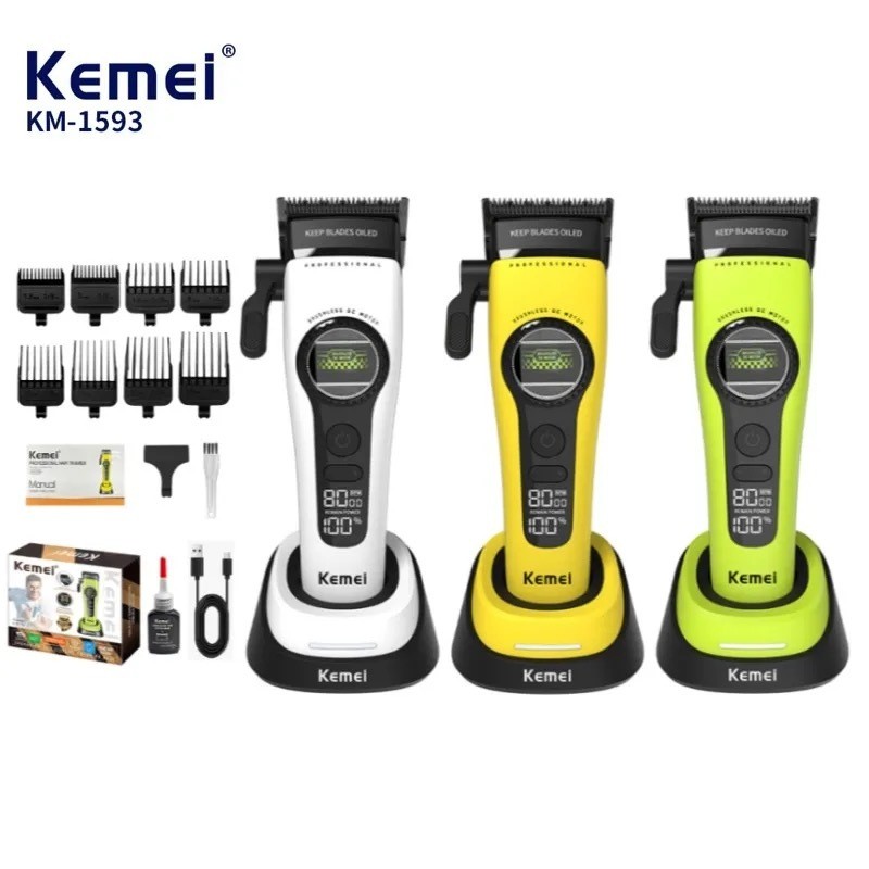 Kemei Profissional Barbeiro Máquina De Corte Cabelo Recarregável Aparador Elétrico Rotor Externo Motor Sem Esc