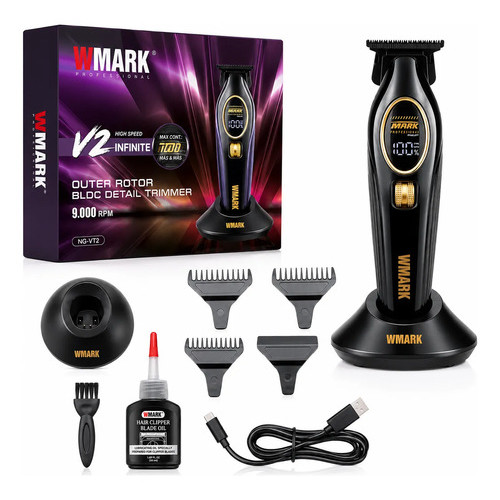 Maquina Acabamento Wmark Vt2 Preto Rotor Externo 9000rpm Trimmer