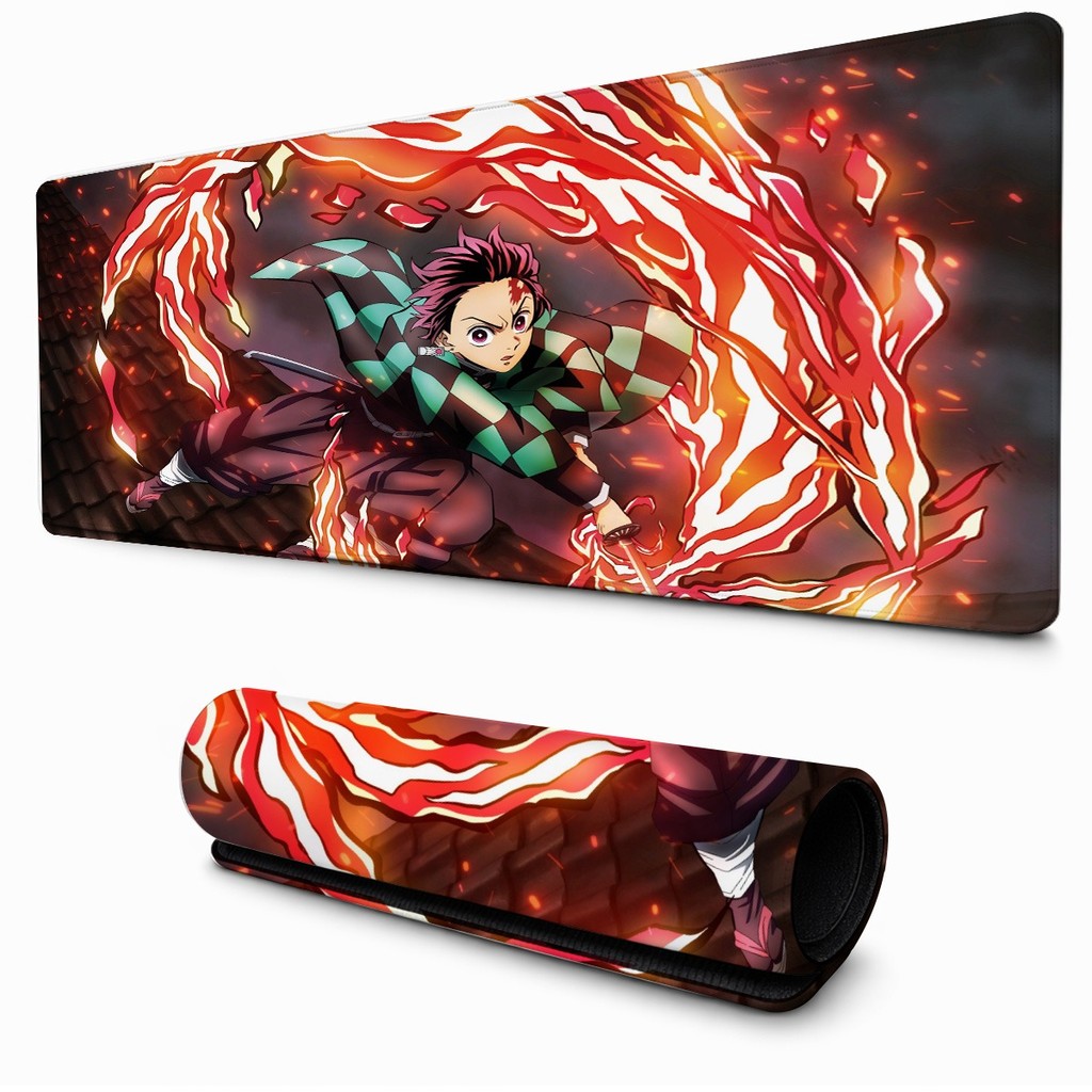 Desk Mat Espadachim Vermelho Estilo Anime Guerreiro Mouse Pad Gamer Retangular Para Mesa PC Teclado