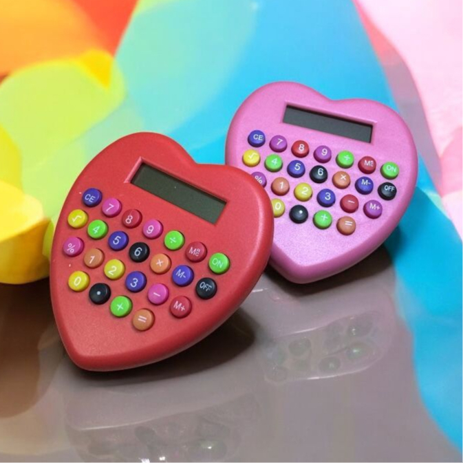 Calculadora Mini-Portátil Compacta De 8 Dígitos Em Forma De Coração Para Uso Escolar Escritorio