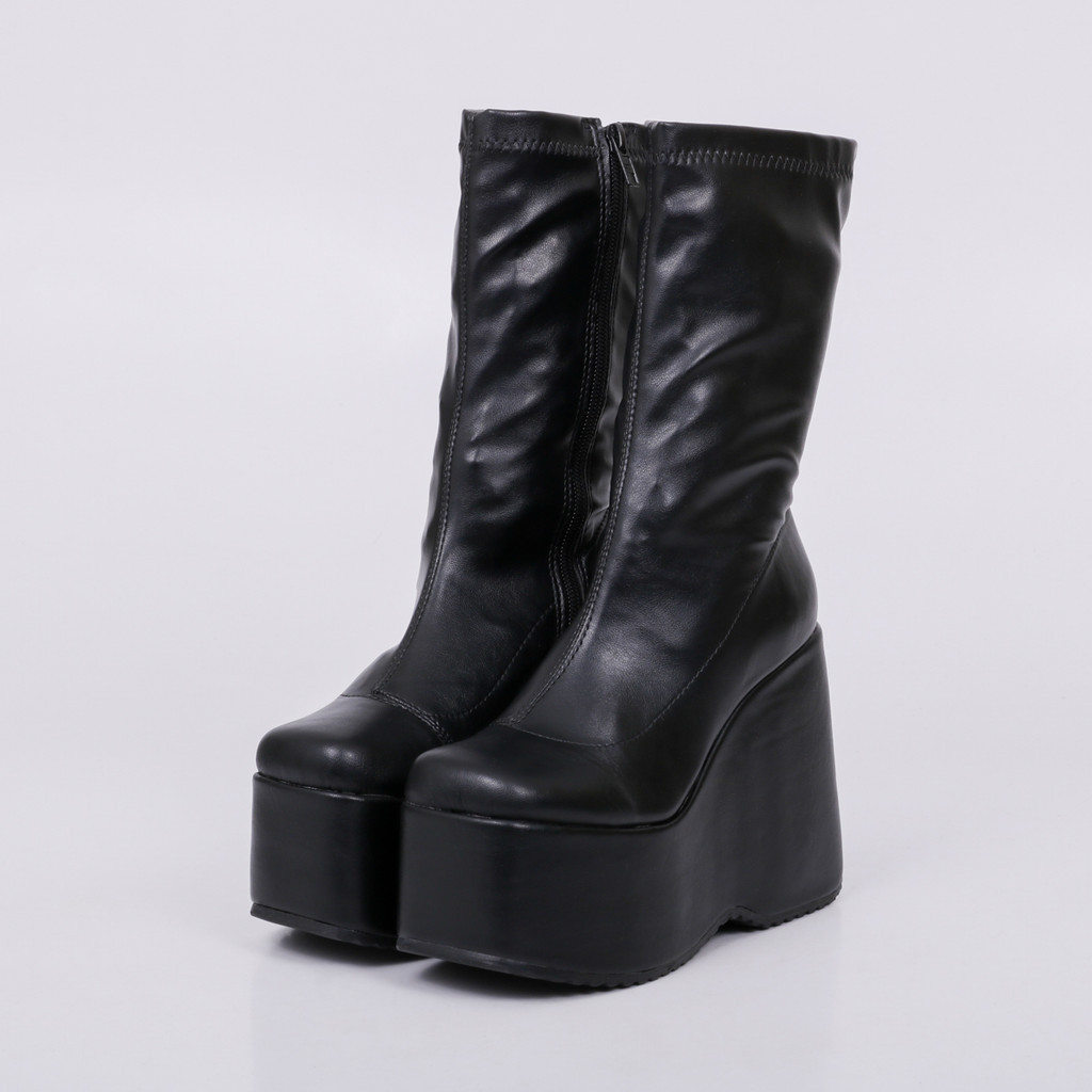 Bota Plataforma Anabela Cano Médio Kimberly Salto Alto Elegante Not-me shoes