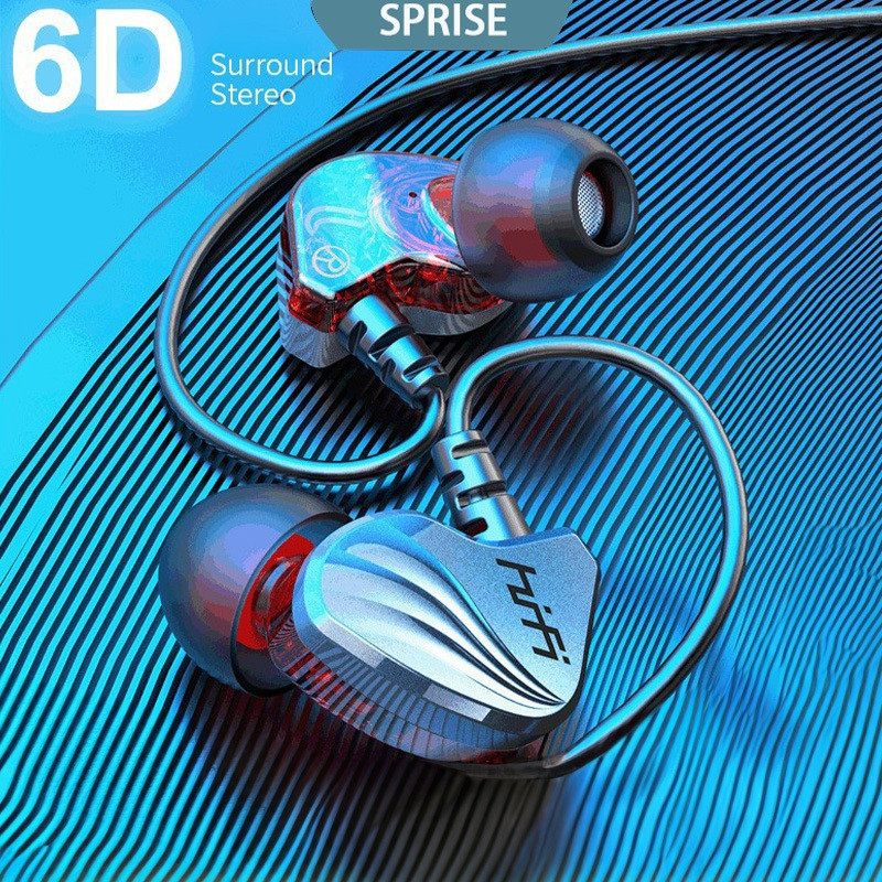 Fones De Ouvido Estéreo SPRISE HiFi Dual Drive 6D Com Microfone , Fone Universal Fio , Controle De 3.5 Mm