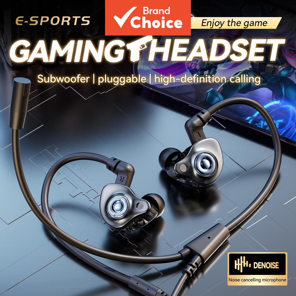 SPRISE G66 Fones De Ouvido Para Jogos Com Fio Duplos Microfone HiFi Som Cabo Substituível Tipo-C De 3.5 Mm Conferência D