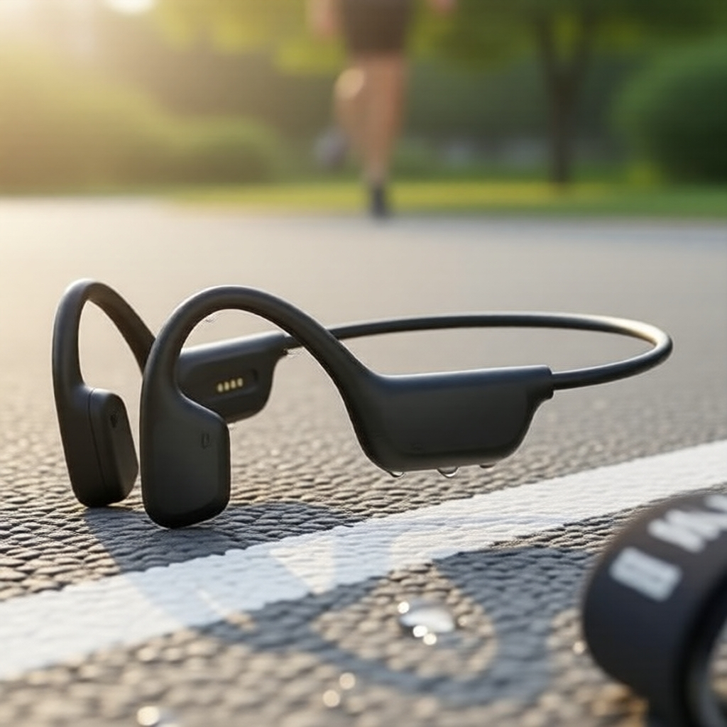 SPRISE X7 Fones de Ouvido Bluetooth à Prova d'Água com Condução Óssea, MP3 32GB, IPX8, Abertos, Longa Duração para
