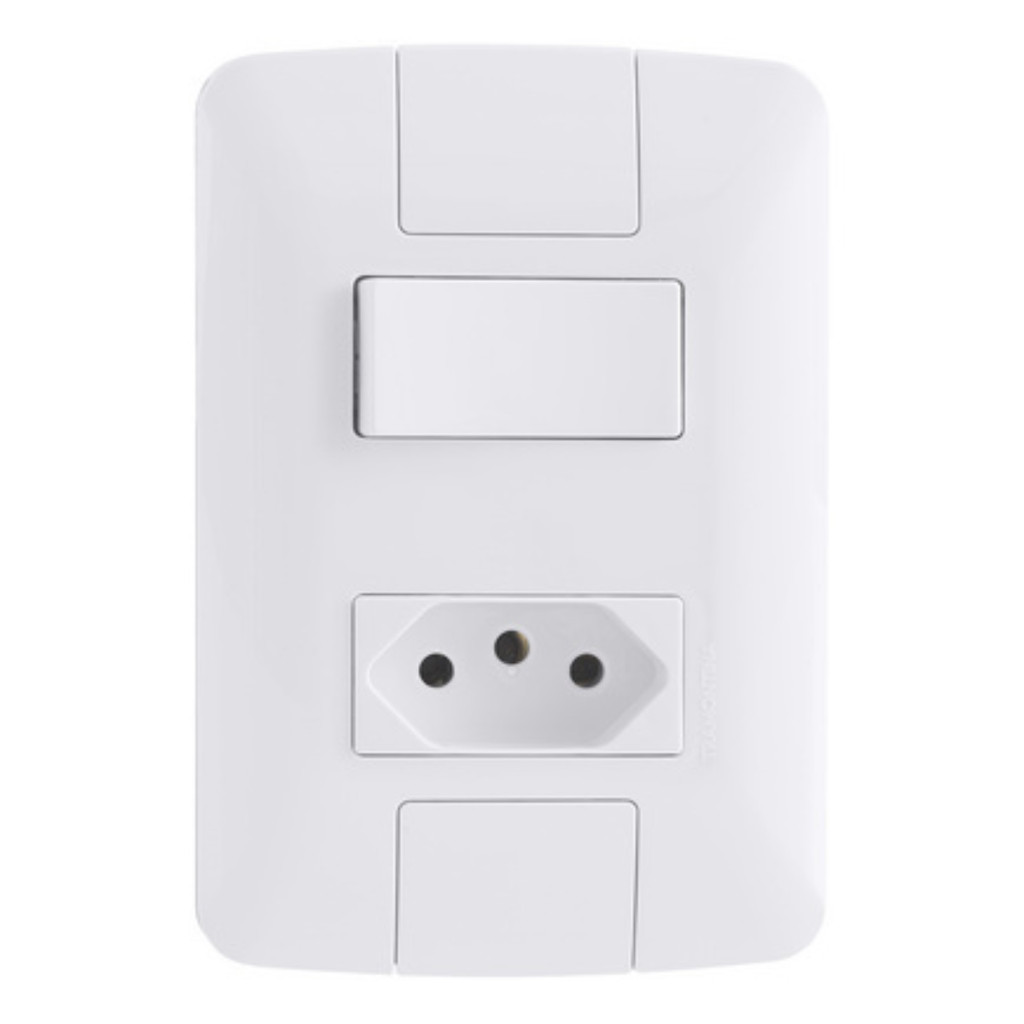 Interruptor Paralelo+ Tomada 2P+T Aria Branco 10A Tramontina