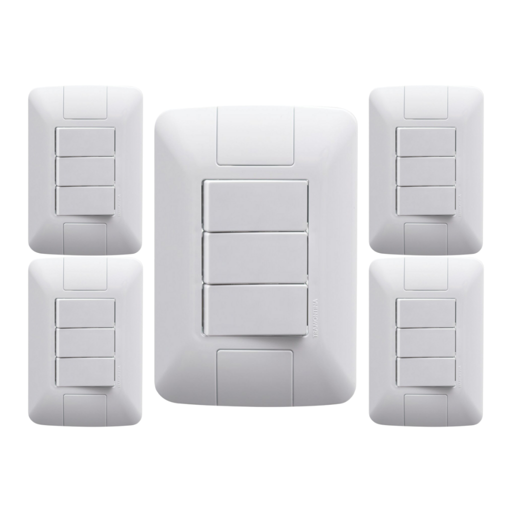 Kit 5 Interruptores Paralelo 3 Teclas Tramontina Aria
