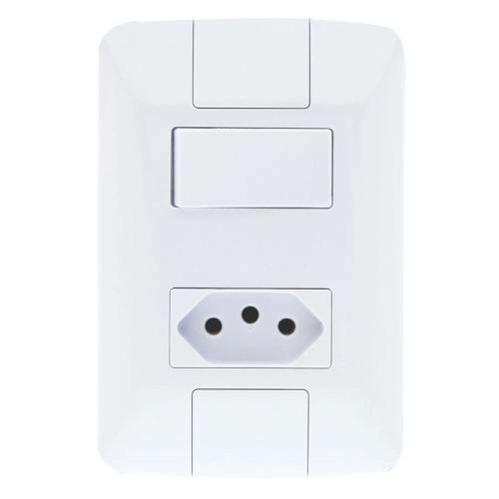 Interruptor Paralelo + Tomada 10A Linha Aria Tramontina - Branco - Modular - Fixação Facilitada