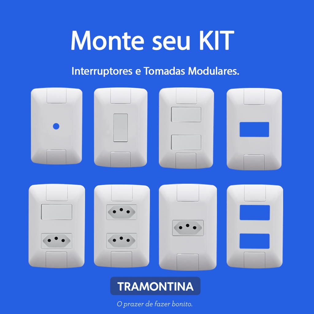 Tomadas 10A/20A Interruptores Simples/Paralelos Placas - Tramontina Aria - Linha Modular