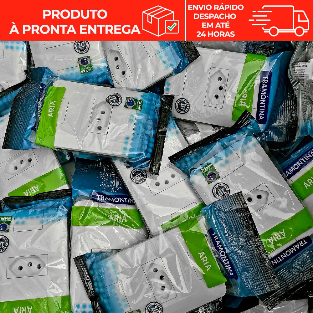 Tomada 10A 20A Interrupto Teclas Placas 4x2 e 4x4 Interruptores Tramontina Linha Aria Simples/Paralelo