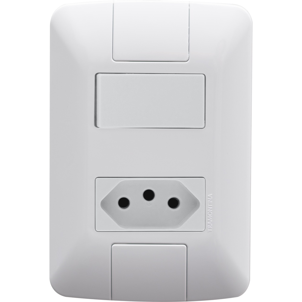 Conjunto 4x2 com 1 Interruptor Paralelo 6 A 250 V e 1 Tomada 2P+T 20 A 250 V Tramontina Aria Branco