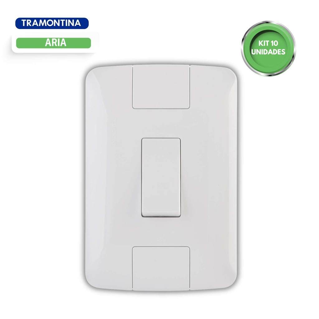Conjunto 4x2 com 1 Interruptor Paralelo Tramontina Aria Kit 10 Unidades