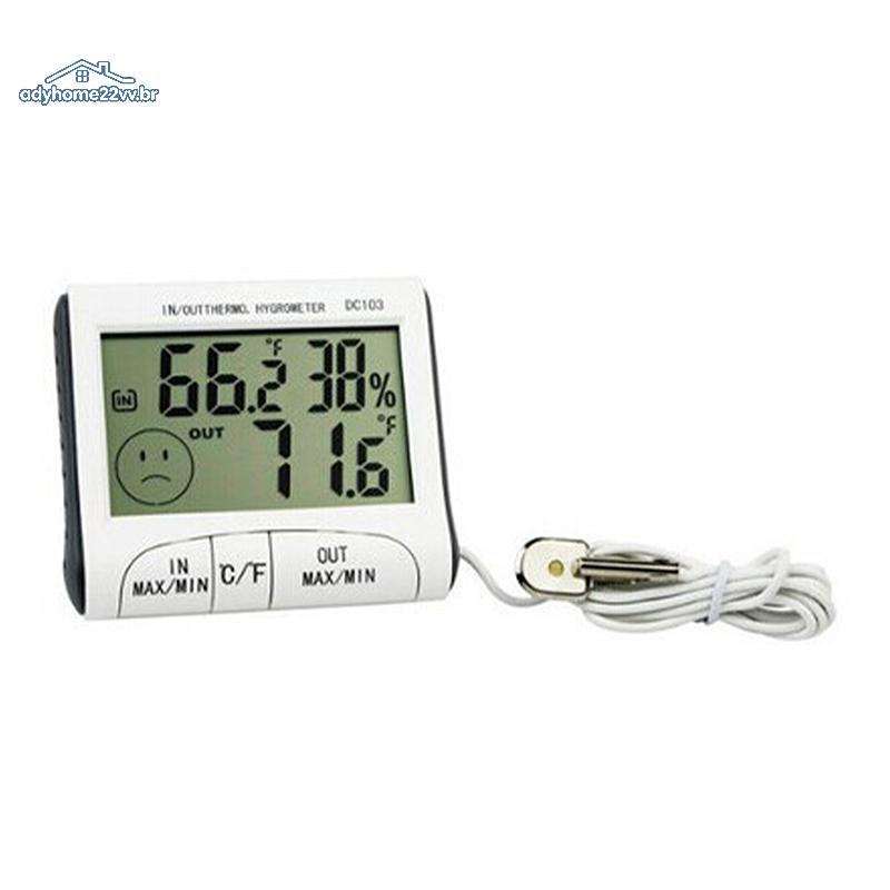 adyhome22vv Medidor De Temperatura E Umidade Interna/Termohigrômetro Tela Grande Clo Termômetro Alarme De Gelo br