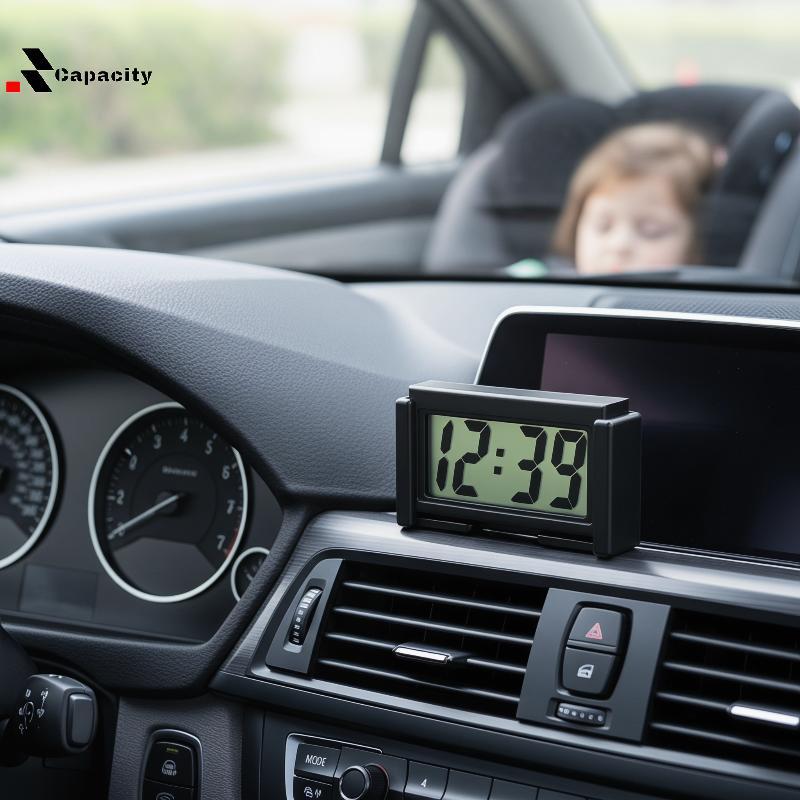 Capacidade Tela Grande LCD Painel Do Carro Digital Clo 12V Mini Display De Tempo Veículo Portátil Para Uso No E Assistên