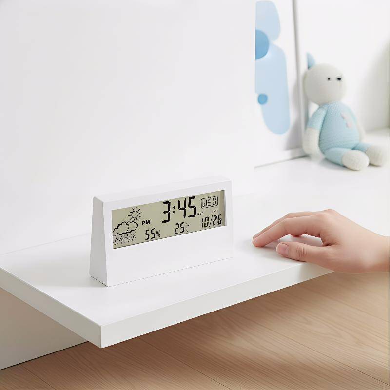 newsandrain Digital Thermo Higrômetro Clo 3 Em 1 Monitor Eletrônico De Clima Interno Com Alarme Tela Grande Para Quarto