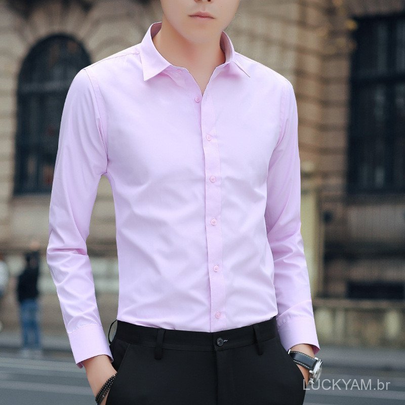 [Flash sale]New Product Special Sale Work shirt Spring and autumn white men's long-sleeve business slim-fit Korean-style