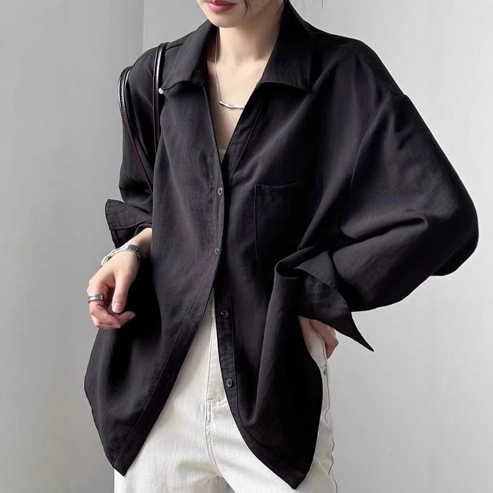 Linen white shirt for women, new spring-summer casual, simple, versatile, fashionable, high-end long-sleeve top