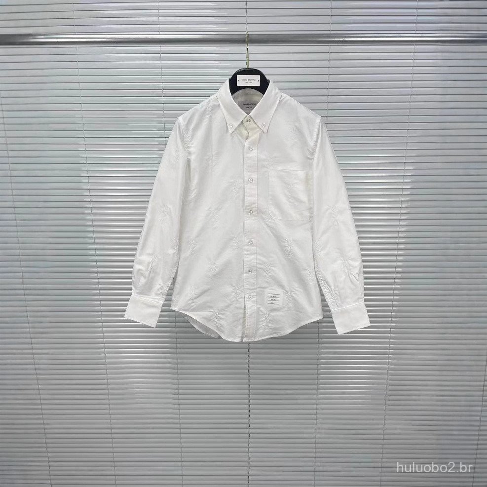 ADDN 2023Spring new casual long-sleeve Oxford fabric matchman embroidered shirt for men, white shirt
