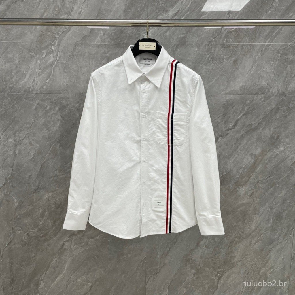 XQ5W  Spring and summer new classic colorful striped white unisex long-sleeve shirt, versatile style