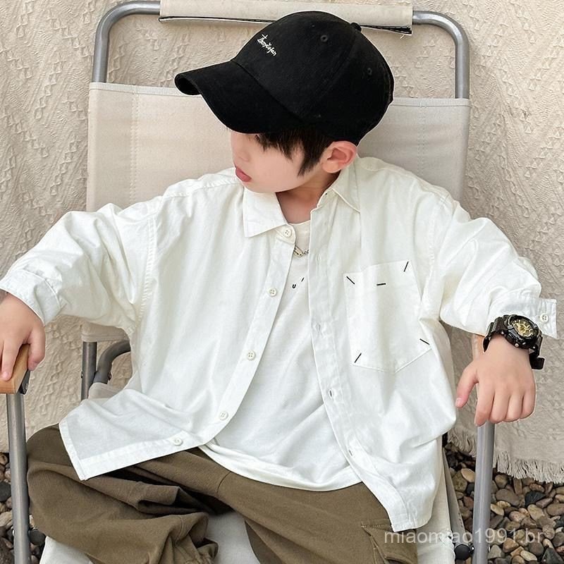 4-14  years Spring Autumn Boys Shirts Kid White Shirts Boys Long-Sleeved Tops baju budak lelaki kid shirt boy blouse