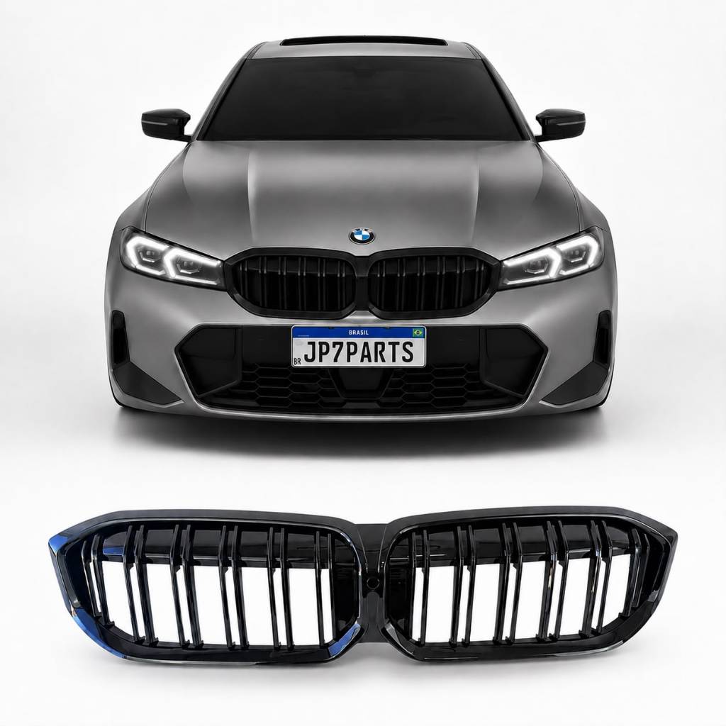 Acessorios Grade Filete Duplo Preto Brilhante Black Piano Bmw 320i 330i G20 Facelift 2023 2024 2025