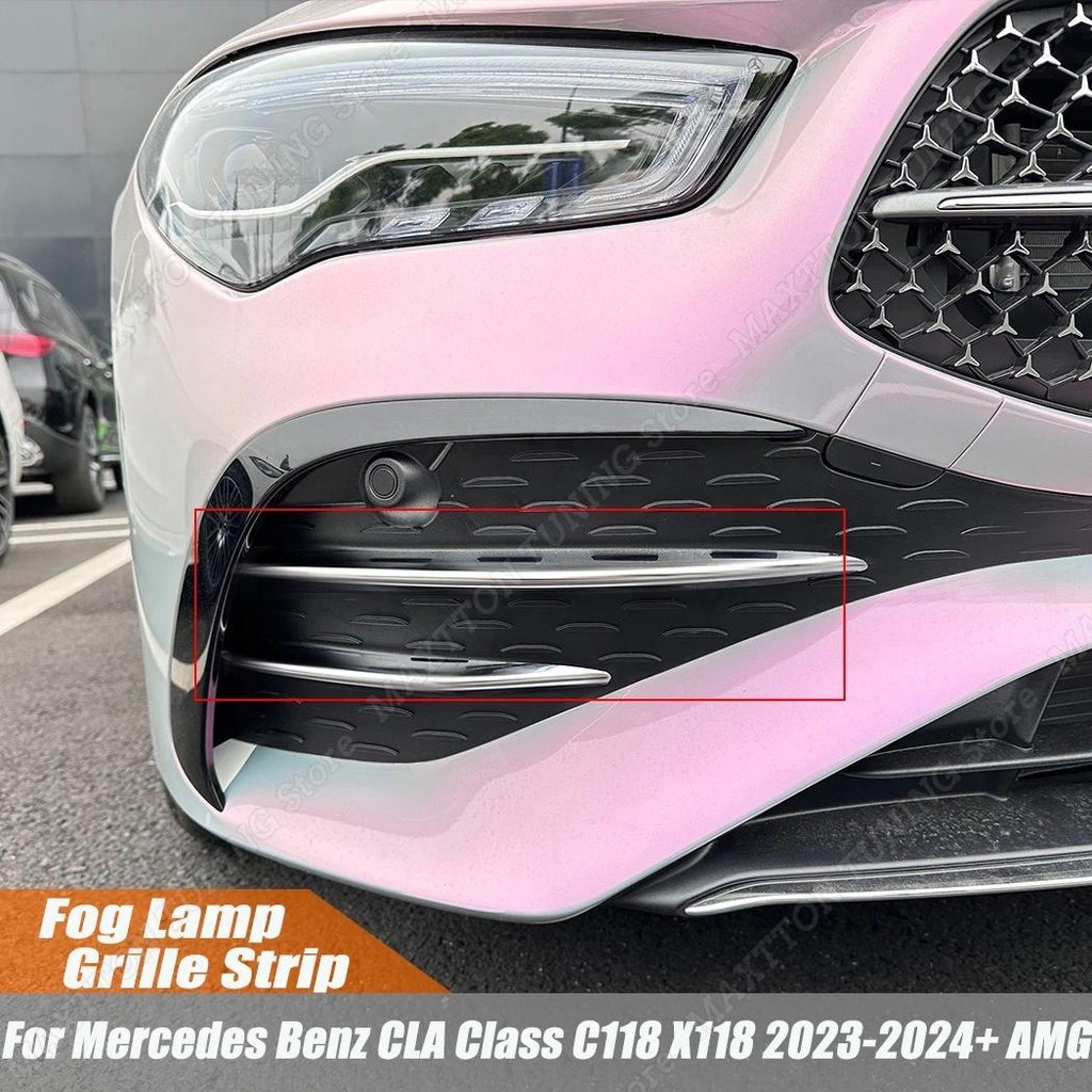 Para Mercedes Benz CLA Classe C118 X118 2023-2024 + AMG Facelift Tiras De Lâmpada De Nevoeiro Dianteira Do Carro Grade D