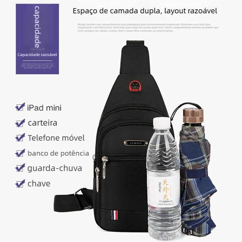 Mochila Transversal Masculina - Bolsa de Peito Resistente para Esporte & Trabalho