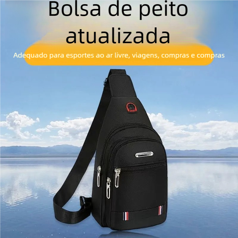 Bolsa de Peito Masculina - Mochila Transversal Anti-Furto para Dia a Dia