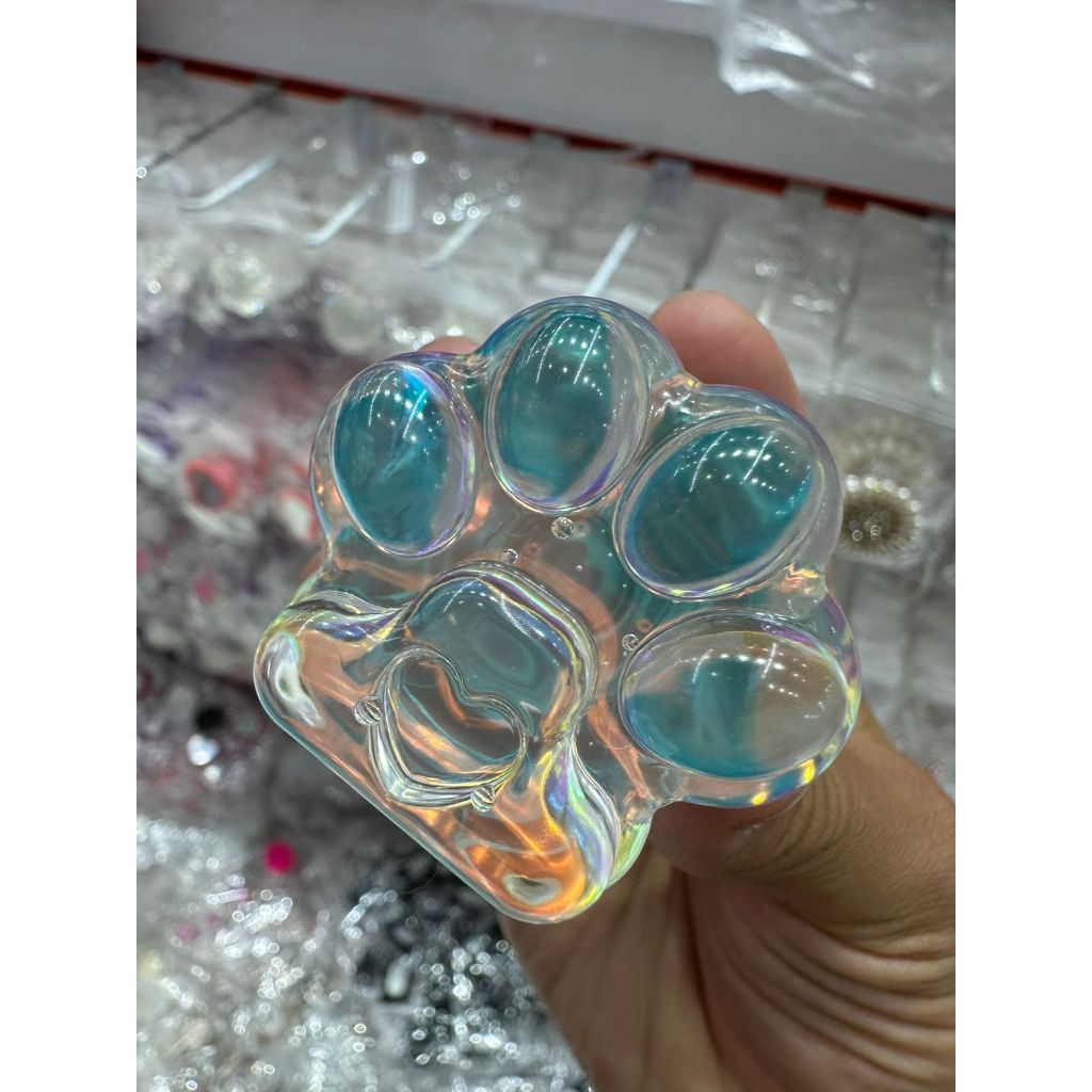 Pop Socket Patinha Suporte Lindos para Celular de Patinha 3D Furta-cor Lindo com apoio de dedo para todos os celulares