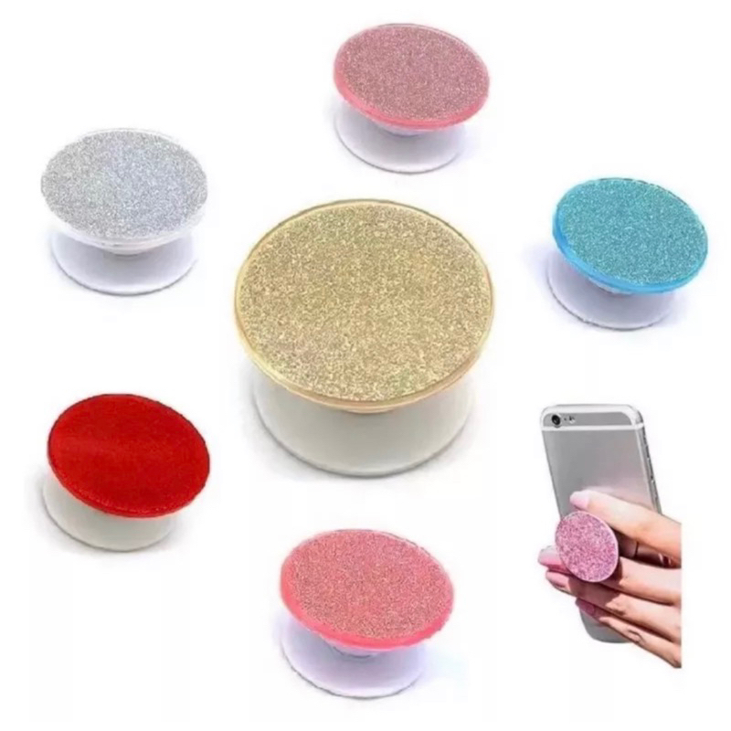 Suporte para celular Pop Socket Push Pop Glitter apoio para os dedos varias cores