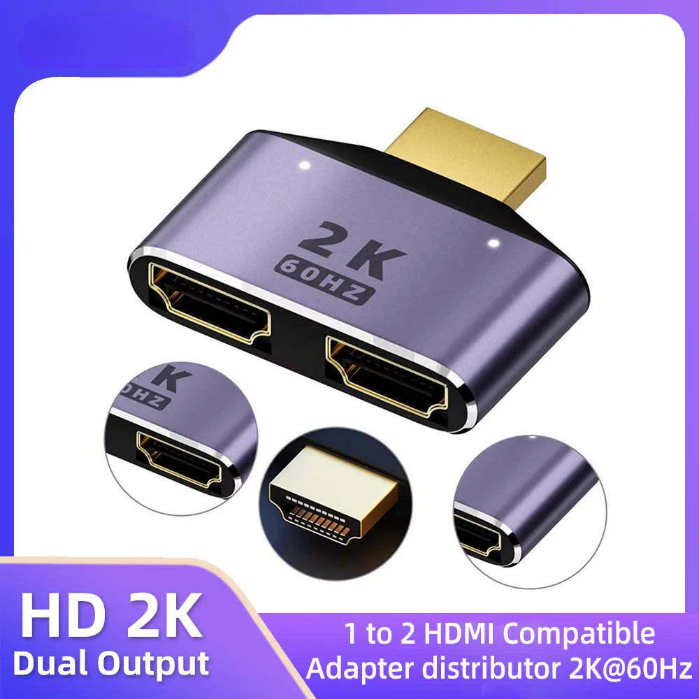 Adaptador De Saída Dupla HDMI Splitter 4K One Macho Para Fêmea Monitor