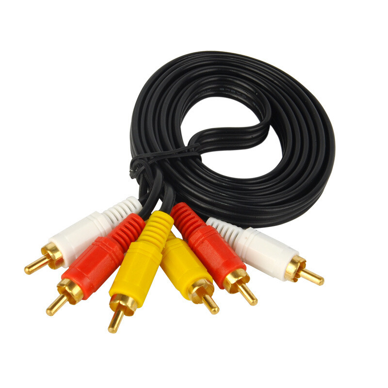 R RCA One para dois três cabos de vídeo AV Splitter Cabo AV Três a três Lotus Cable dvd Cable Set Top Box Satélite TV Áu