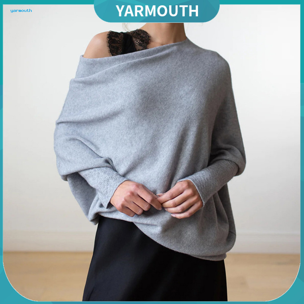Women Pullover Tops Loose Fit Top Women’s Long Sleeve Round Neck Stretchy Solid Color T-shirt Comfortable Everyday Wea