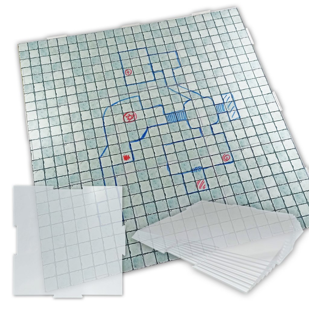 Tela Riscável para Grid Batalha RPG 9 Pçs 60X60Cm Acrílico Transparente 2mm Grande Overlay Mapas D&D Pathfinder