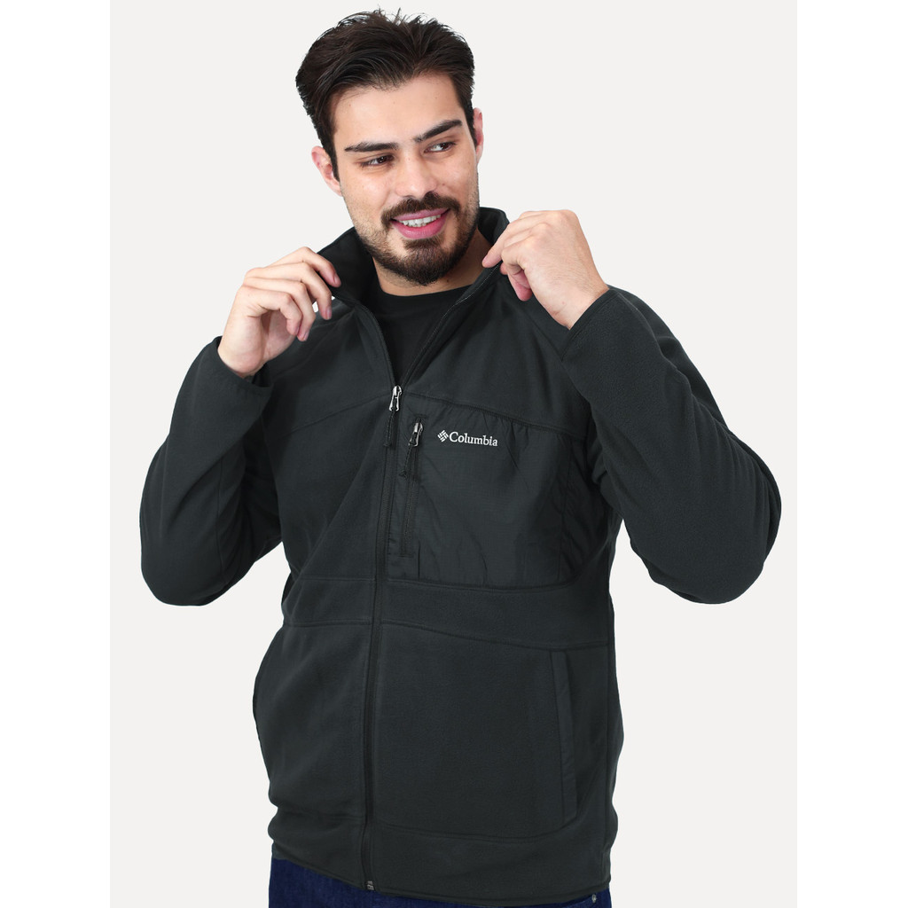 Blusa Columbia Masculina Fast Trek Overlay Full Zip Original Preta