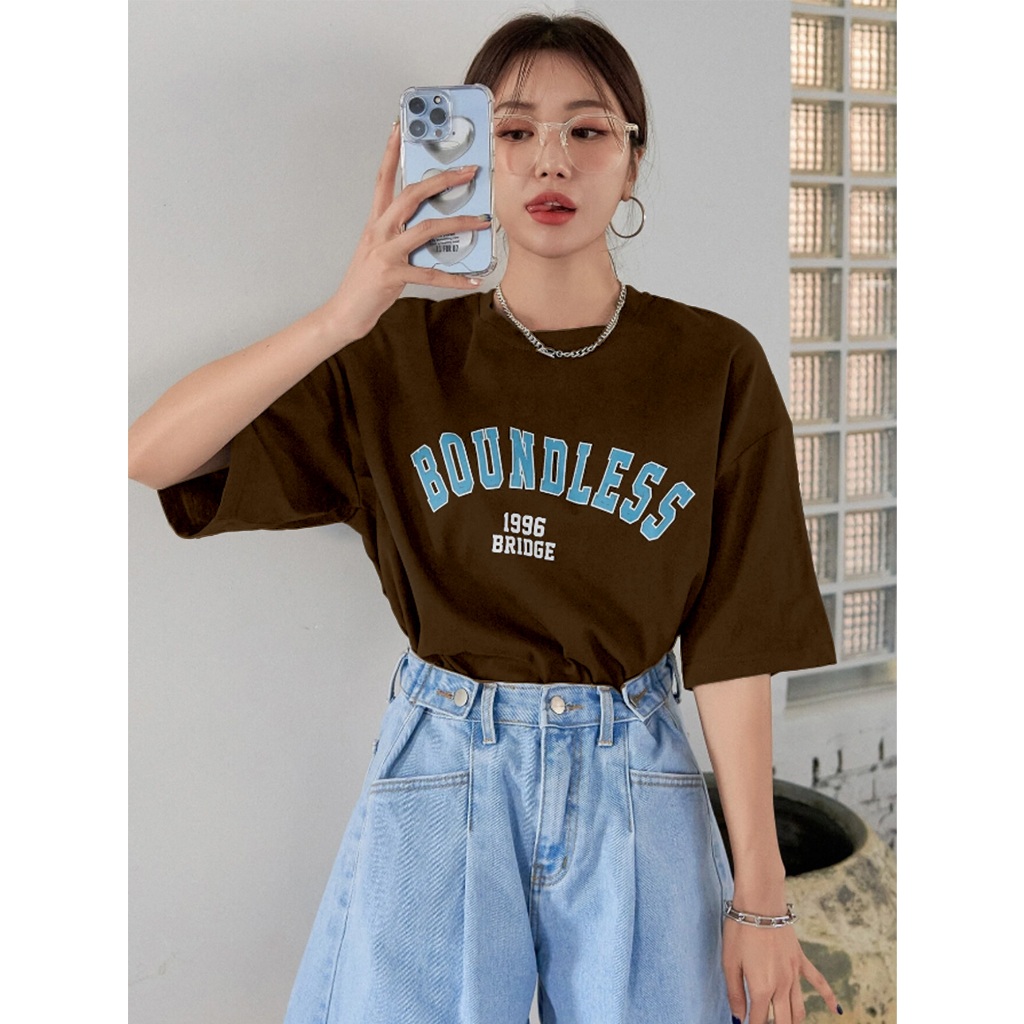 Camiseta Oversized Aesthetic Moderno Urbano Estampada Silk Frase Boundless 1996 Bridge Blusa Street