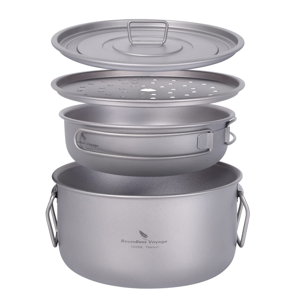 Conjunto de panelas multifuncionais de titânio Boundless Voyage - 1,9L, 513g.