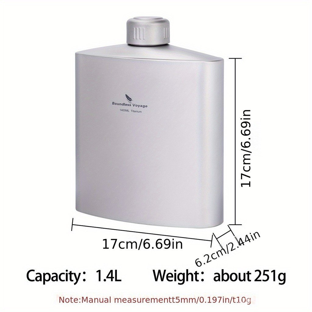 Garrafa de Água de Titânio Boundless Voyage 1.4L, à Prova de Vazamentos, Tampa Antiderrapante, Ultra-Leve, Durável, Idea