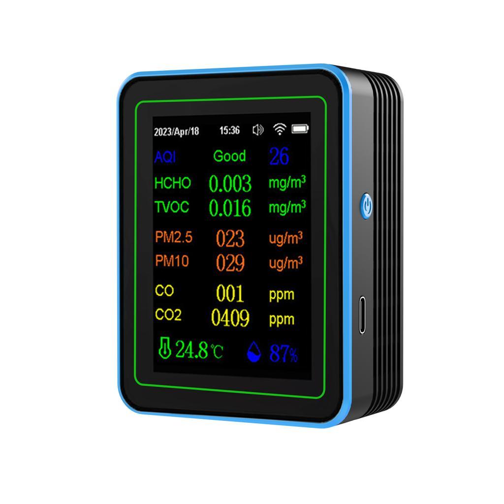 Monitor de qualidade do ar WiFi 12 em 1 Detector de CO2 com PM2.5 PM10 HCHO TVOC CO Temperatura Umidade Sensor Controle