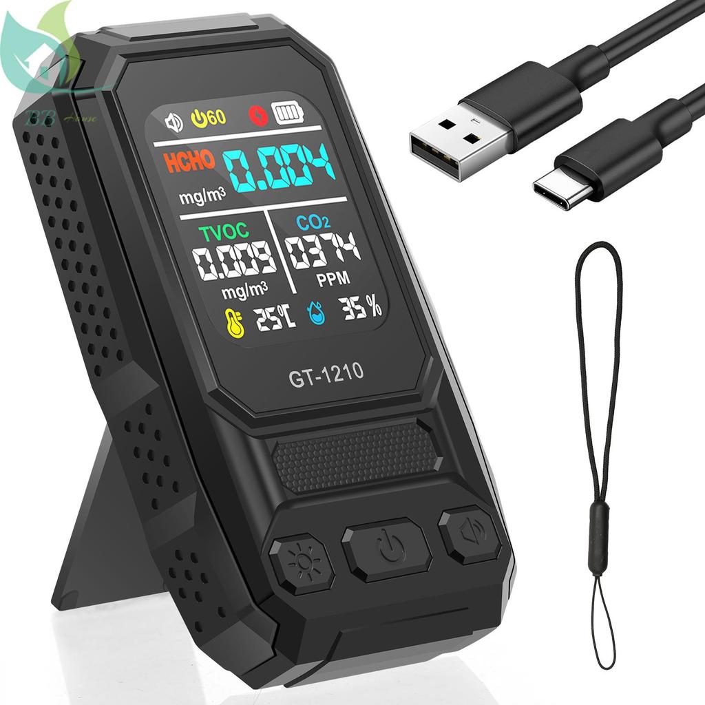 Monitor De Qualidade Do Ar Recarregável Portátil HCHO TVOC Testador CO2 Temperatura Umidade Detector SHOPQJC3349