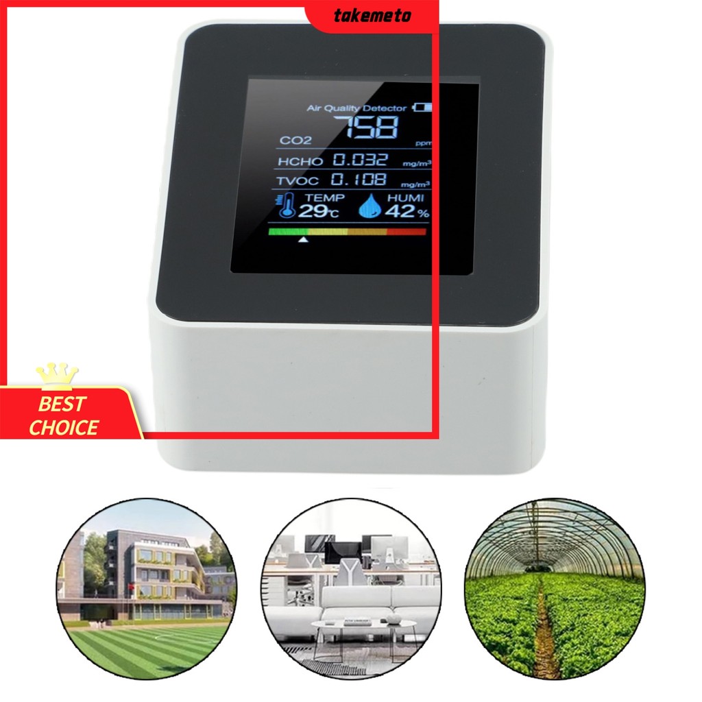 [TAMT] Monitor De Qualidade Do Ar 5 Em 1 Detector De Dióxido De Carbono Interno Formaldeído HCHO TVOC ❀