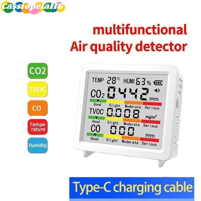 (Cassiopeiahg) Detector De Qualidade Do Ar 5 Em 1 HCHO TVOC Testador De CO2 De Formaldeído Para Alugueles Inspeção De Re