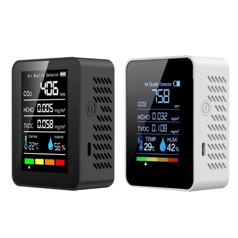 Detector de Ar Multifuncional – CO₂, TVOC, HCHO, Umidade e Temperatura – Envio Rápido