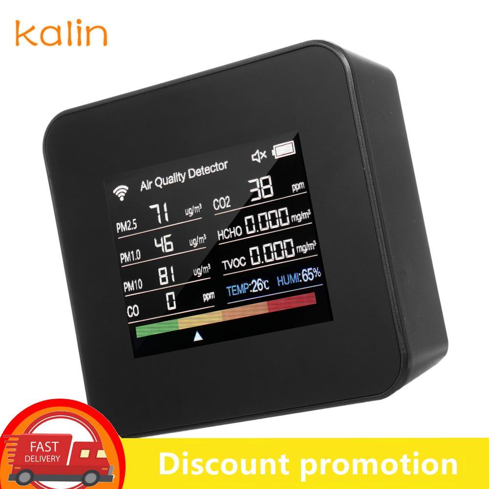kalin.br Monitor de qualidade do ar interno 14 em 1 Detector Tuya WiFi detecta CO₂ CO TVOC HCHO Temperatura e umidade