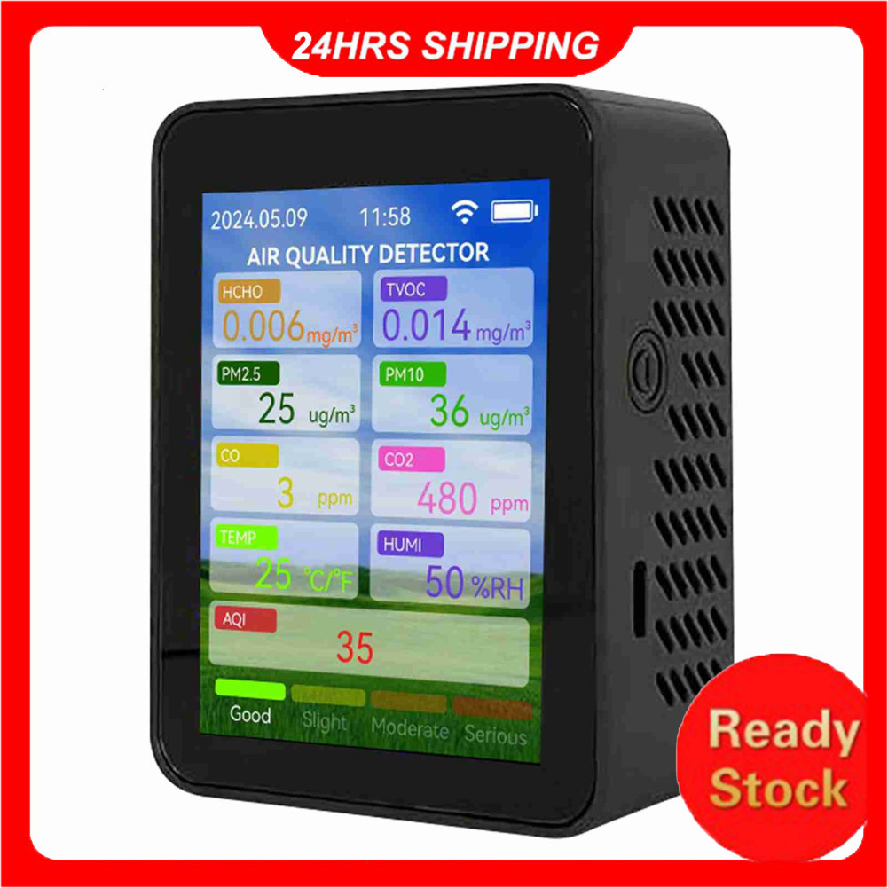Monitor de qualidade do ar com WiFi Tuya Smart Life APP portátil CO2 HCHO TVOC PM2.5 PM10 Detector de monóxido de